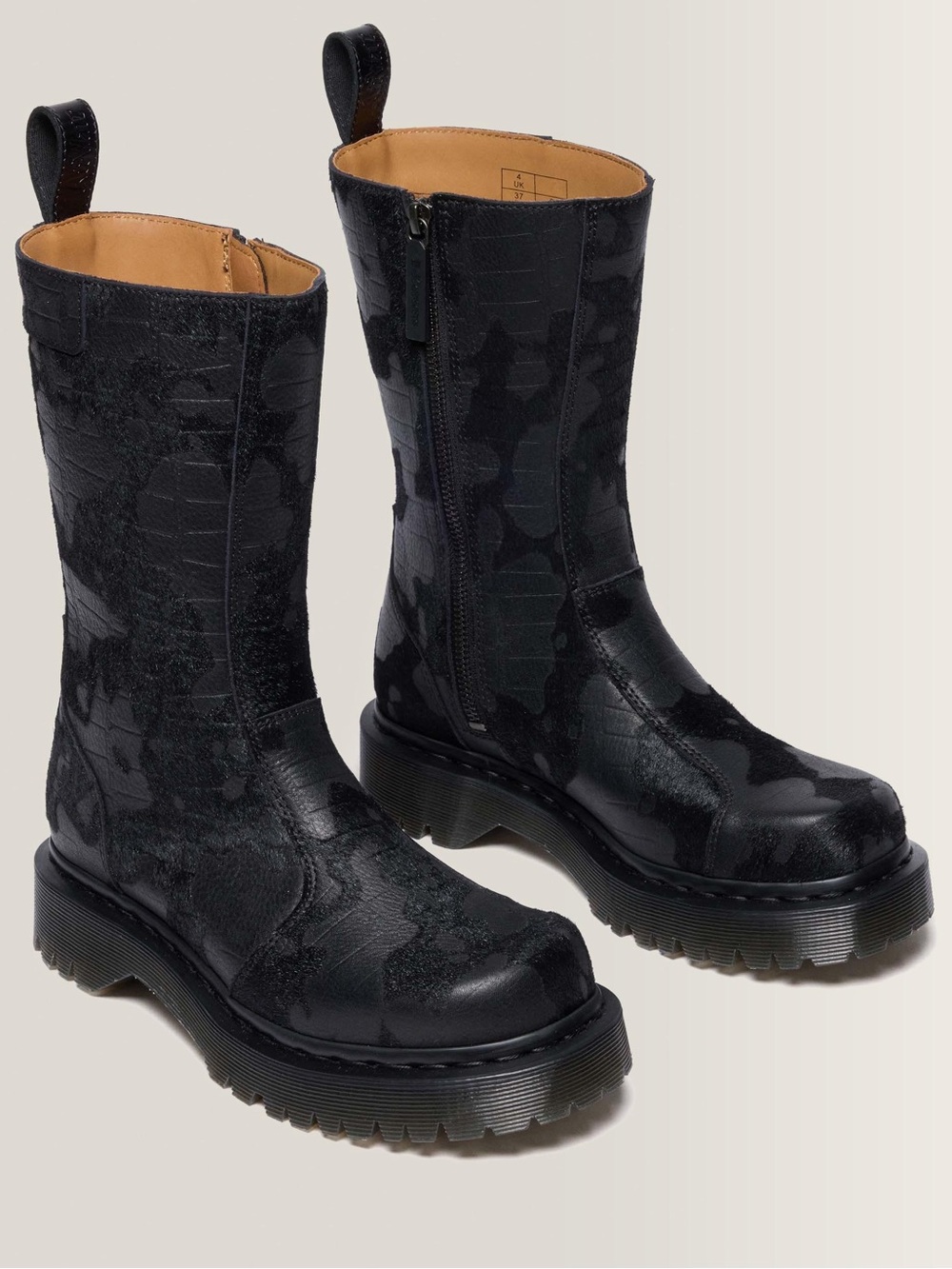 REJENA HAIR
ON CROC EMBOSS LEATHER BOOTS